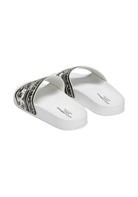 Ciabatte Bianche Con Stampa Maiolica Nera DOLCE & GABBANA KIDS | DD0318-A1838IU3TN